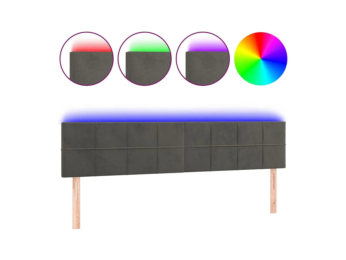 Tête de lit accessoire tissu grise 200 x 5 x 78 cm TDL0201074