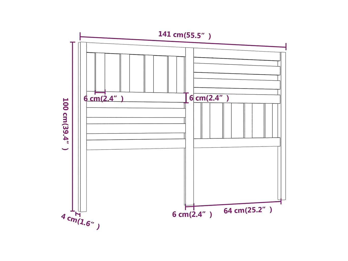 Tête de lit accessoire bois marron 141 x 4 x 100 cm TDL0203031