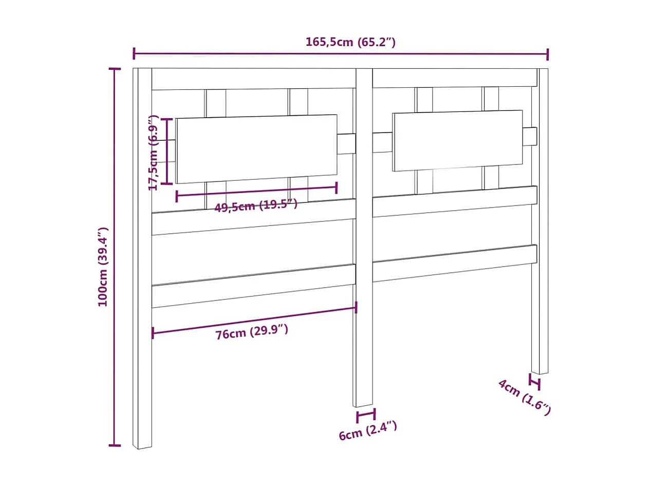 Tête de lit accessoire bois marron 165.5 x 4 x 100 cm TDL0202222