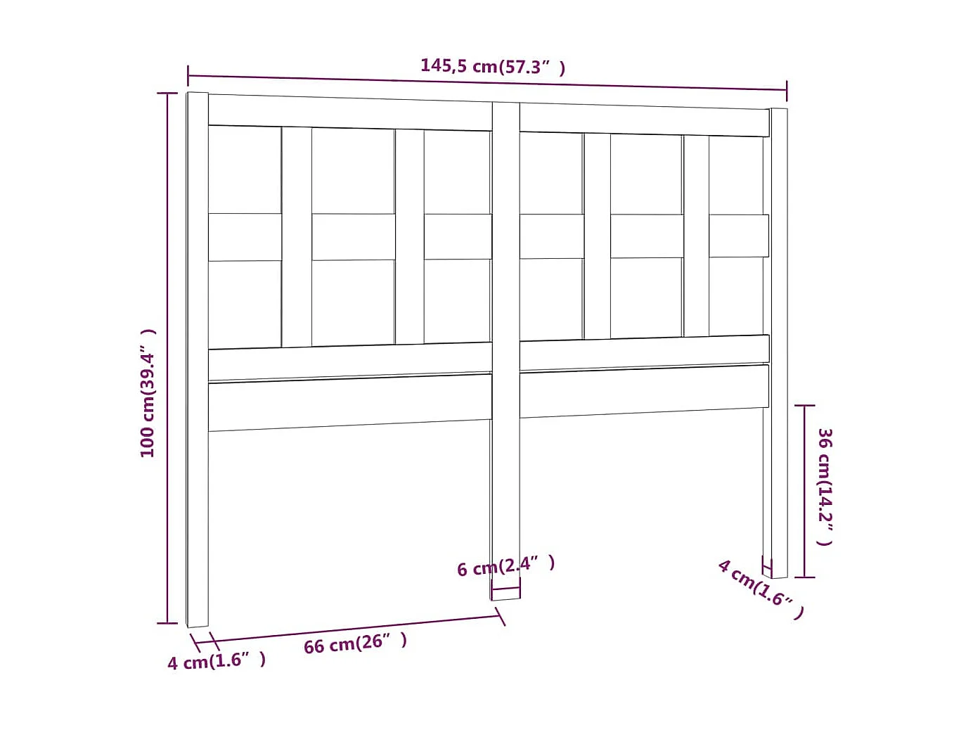 Tête de lit accessoire bois marron 145.5 x 4 x 100 cm TDL0202286