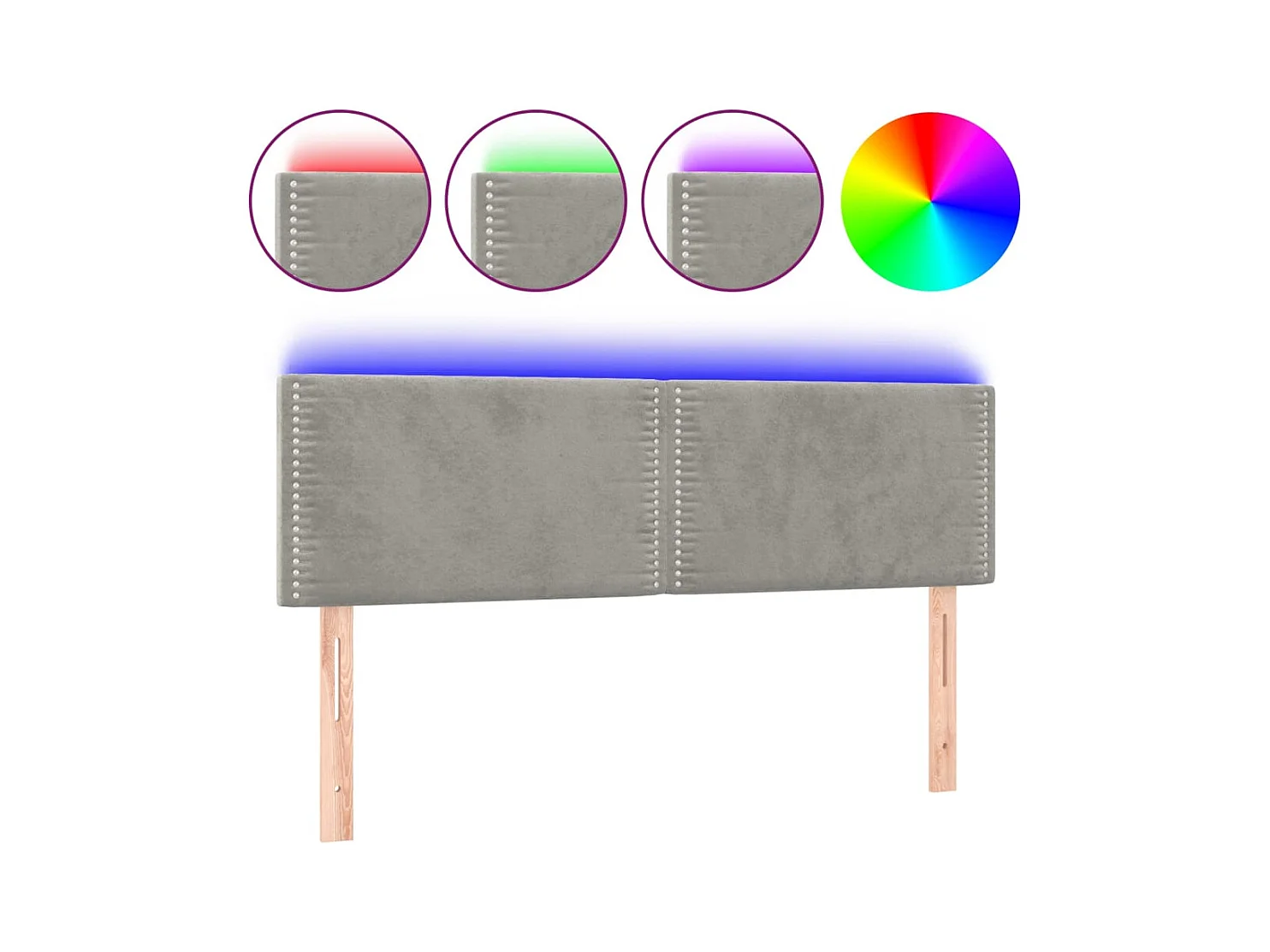 Tête de lit accessoire tissu grise 144 x 5 x 88 cm TDL0201397