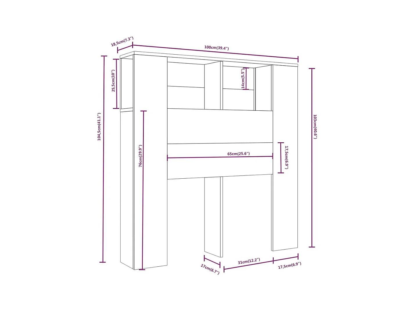 Tête de lit avec effet bois blanche 100 x 18.5 x 104.5 cm TDL0200112