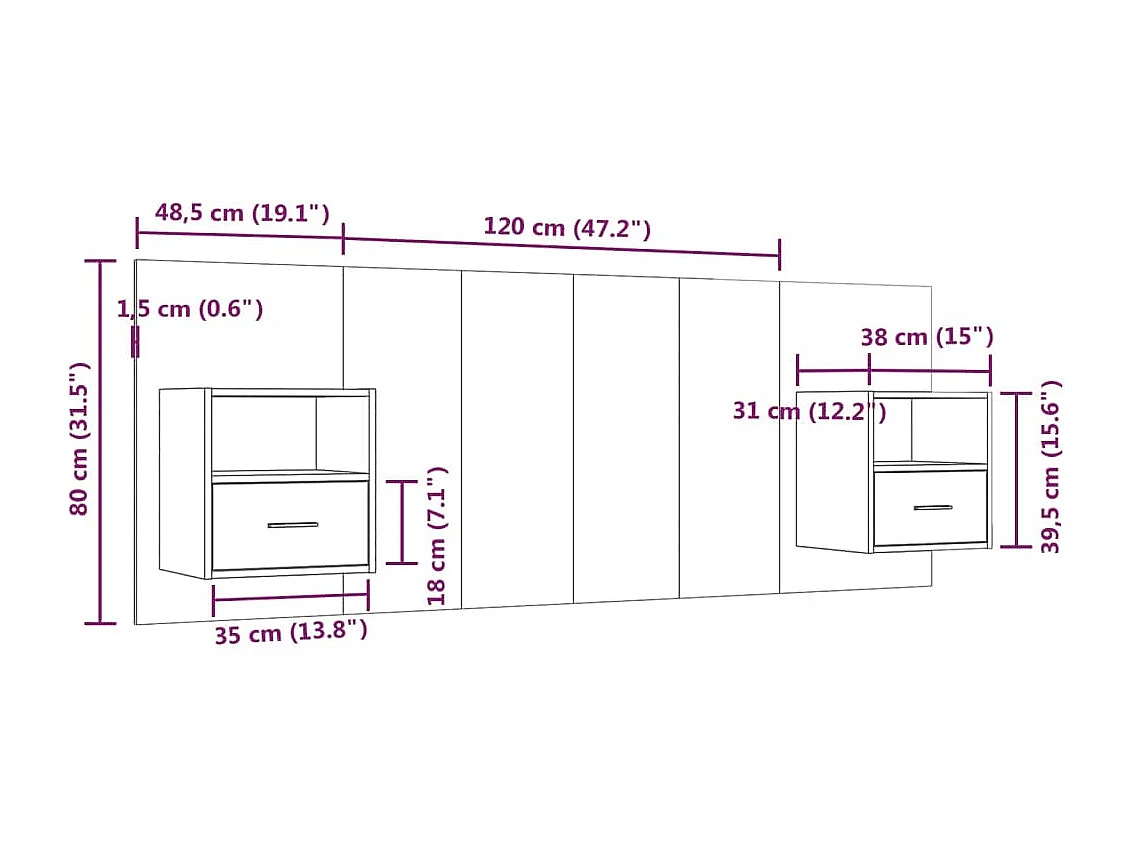 Tête de lit accessoire effet bois grise 120 x 1.5 x 80 cm TDL0205816