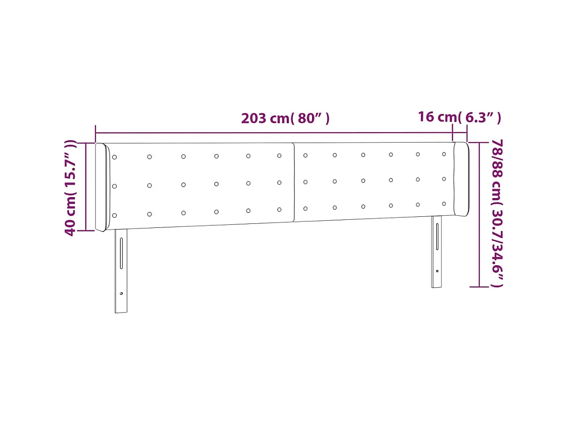 Tête de lit accessoire tissu grise 203 x 16 x 88 cm TDL0201053