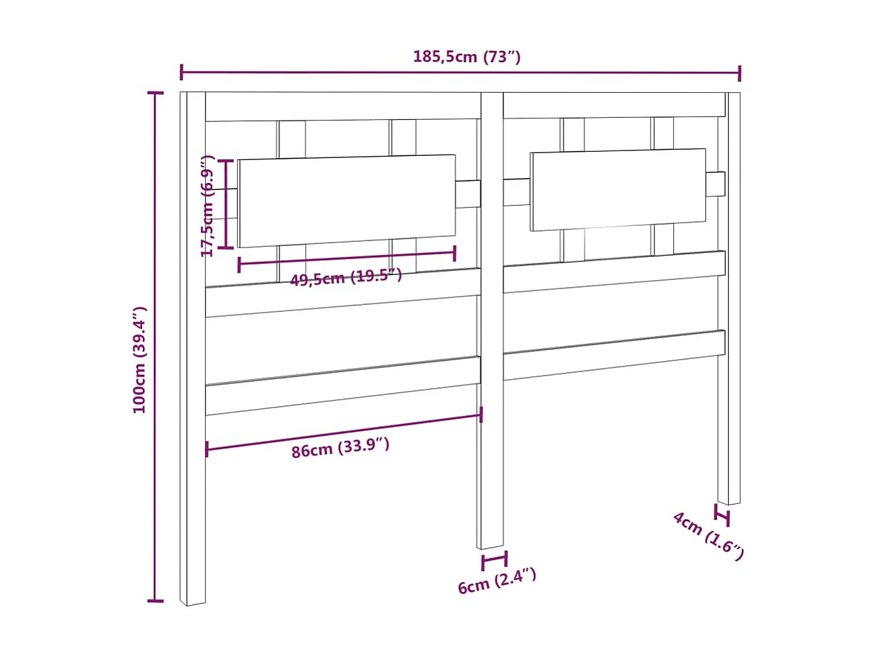 Tête de lit accessoire bois marron 185.5 x 4 x 100 cm TDL0202194