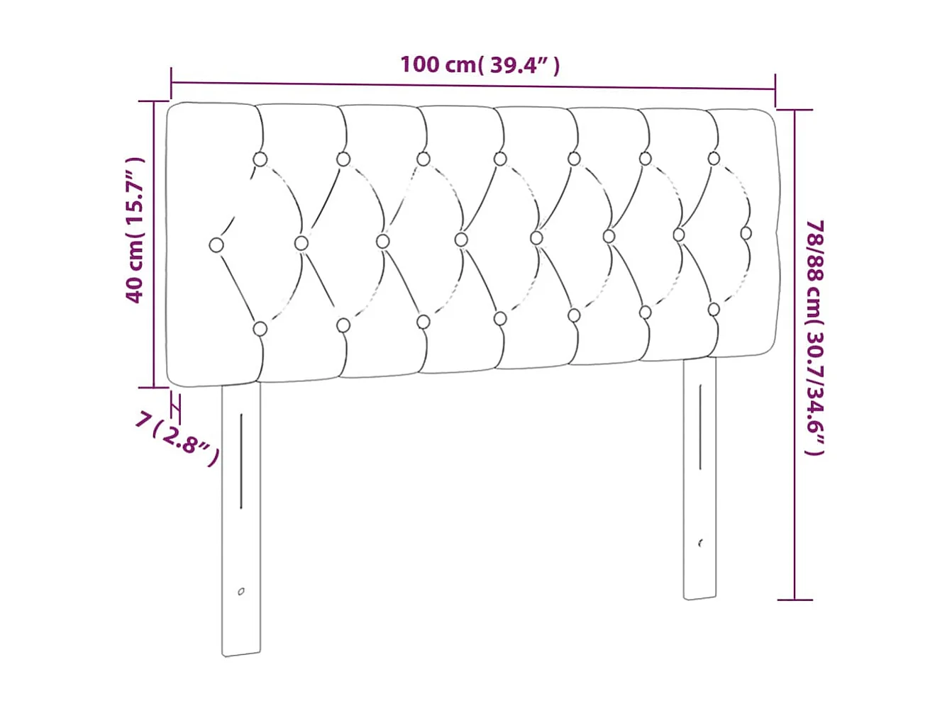 Tête de lit accessoire tissu grise 100 x 7 x 78 cm TDL0201188