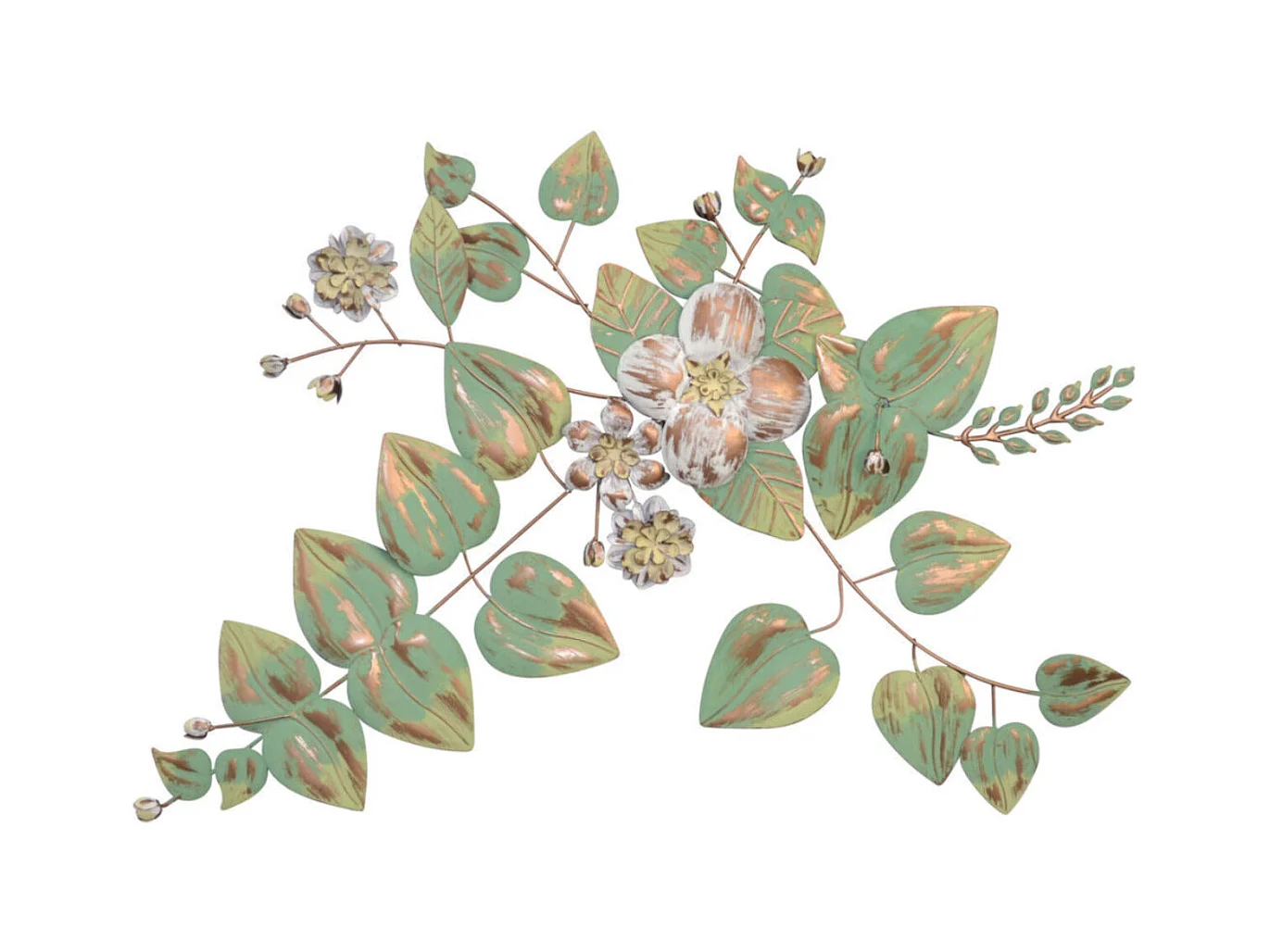 Décoration murale fleurs et métal blanche 70 x 4 x 69 cm DEC05056