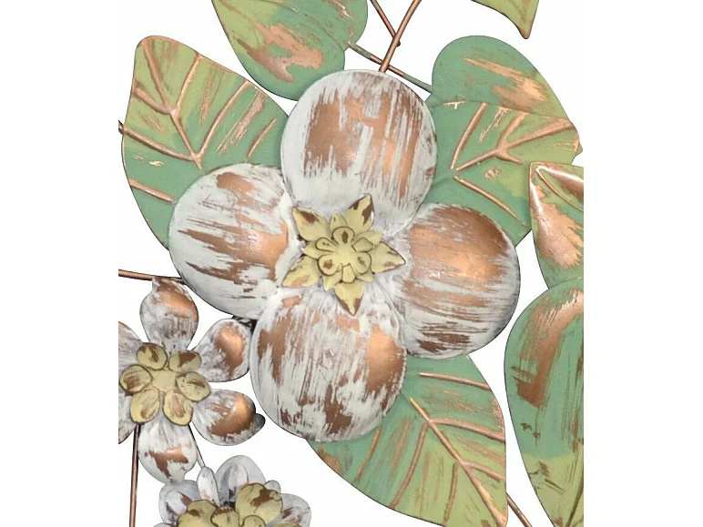 Décoration murale fleurs et métal blanche 70 x 4 x 69 cm DEC05056
