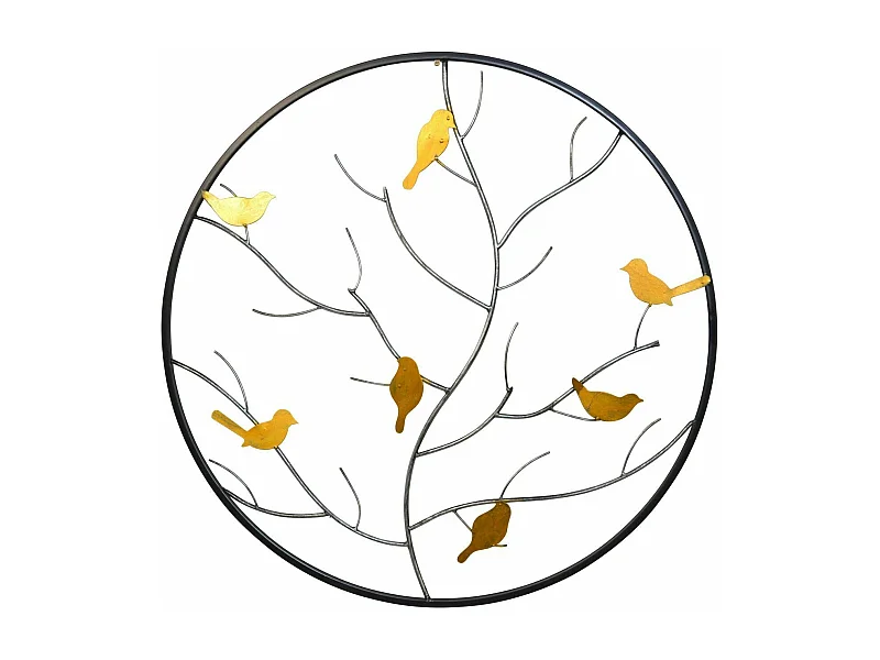 Décoration murale ronde en métal argentée 82 x 82 x 82 cm DEC05107