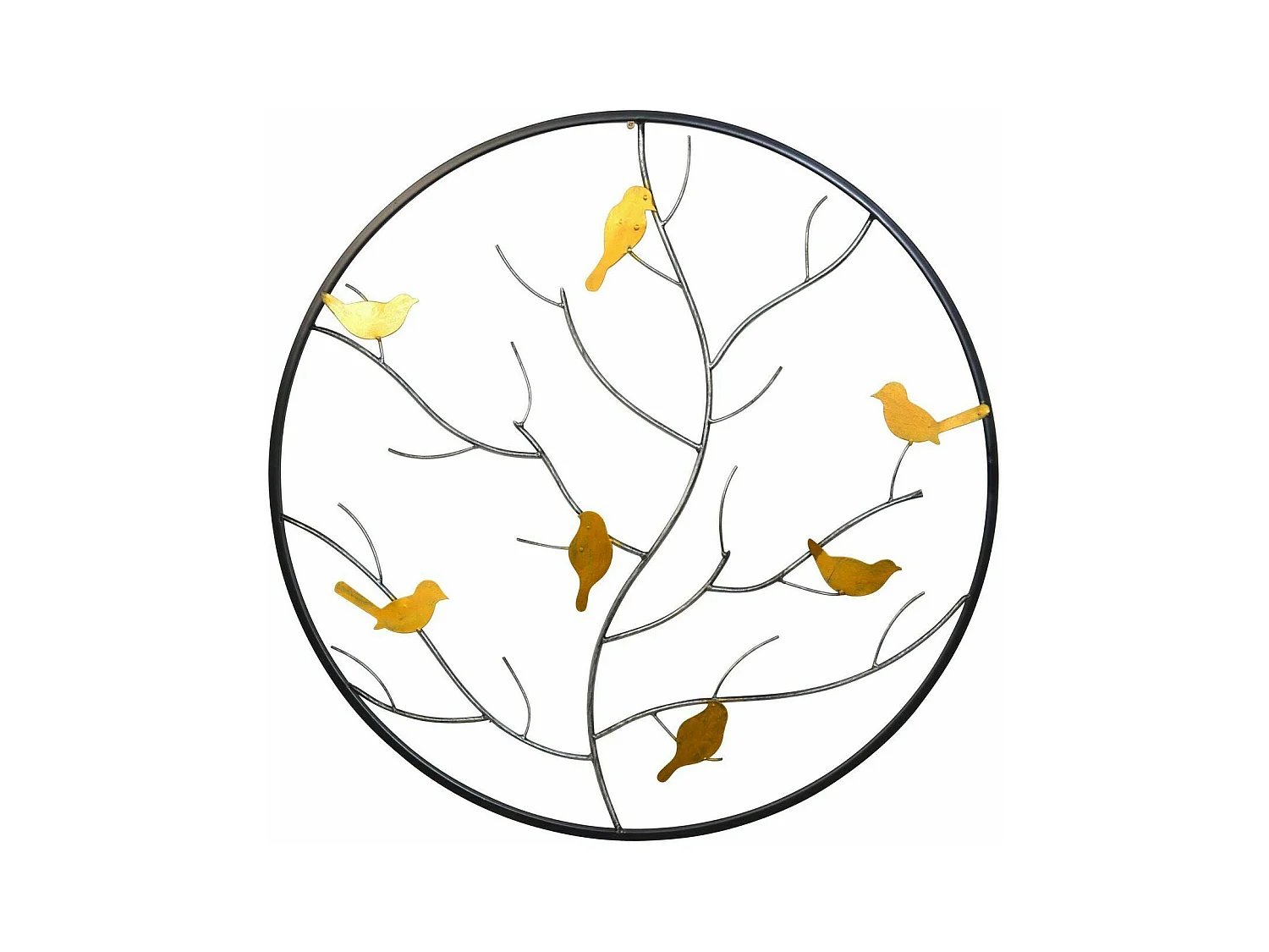 Décoration murale ronde en métal argentée 82 x 82 x 82 cm DEC05107