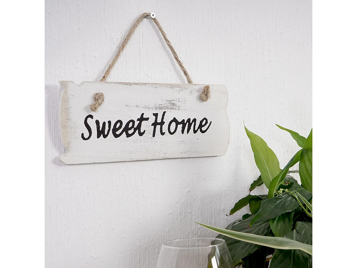 Panneau mural Sweet Home, bois blanche 25 x 1 x 10 cm 04_0003798