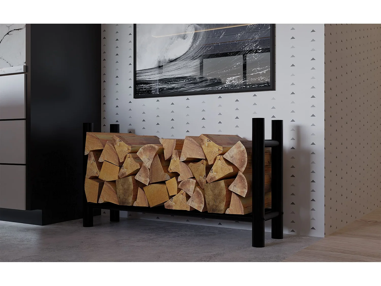 Range-bûches support bois de métal marron 100 x 30 x 60 cm 10_0003568