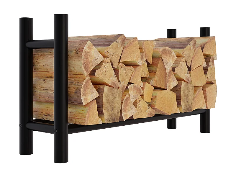 Range-bûches support bois de métal marron 100 x 30 x 60 cm 10_0003568