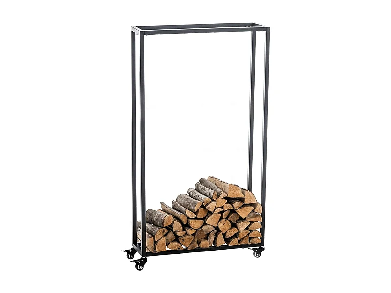 Range-bûches étagère support bois métal marron 60 x 25 x 150 cm 10_0003531