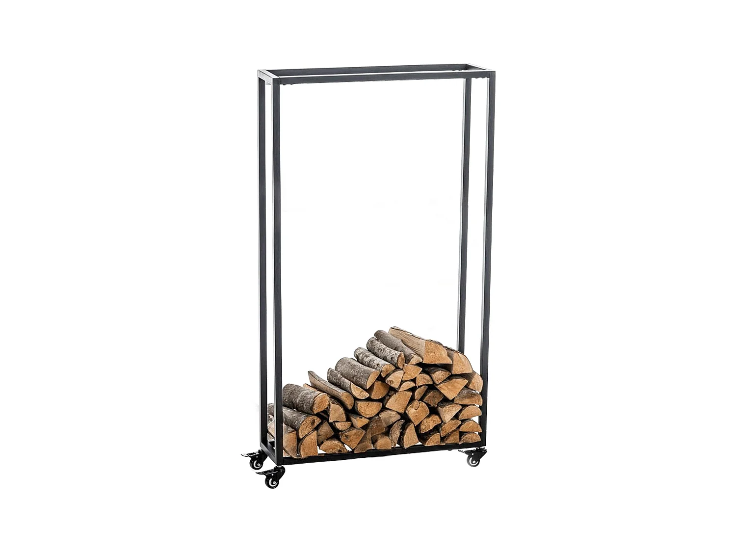 Range-bûches étagère support bois métal marron 60 x 25 x 150 cm 10_0003531