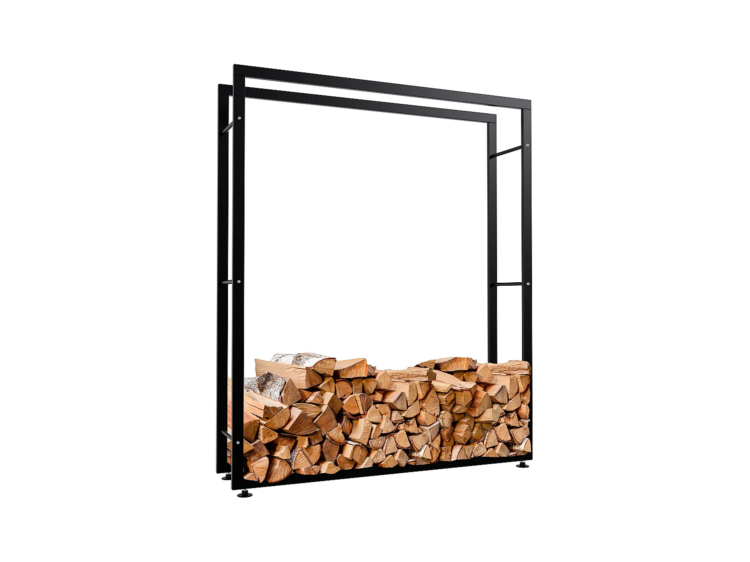 Range-bûches étagère support bois métal marron 150 x 25 x 125 cm 10_0003550