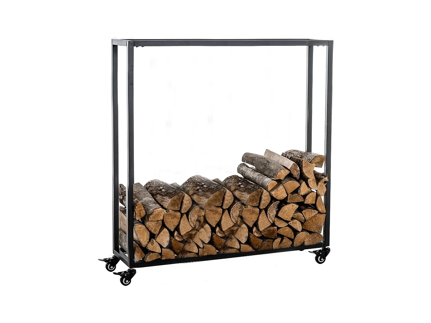 Range-bûches étagère support bois métal marron 80 x 25 x 100 cm 10_0003532