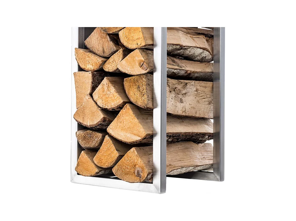 Range-bûches étagère support bois argenté 25 x 25 x 180 cm 10_0003578