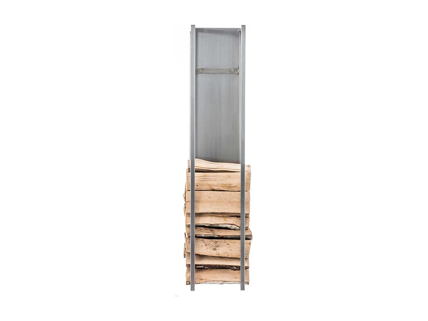 Range-bûches étagère support bois argenté 25 x 25 x 180 cm 10_0003578