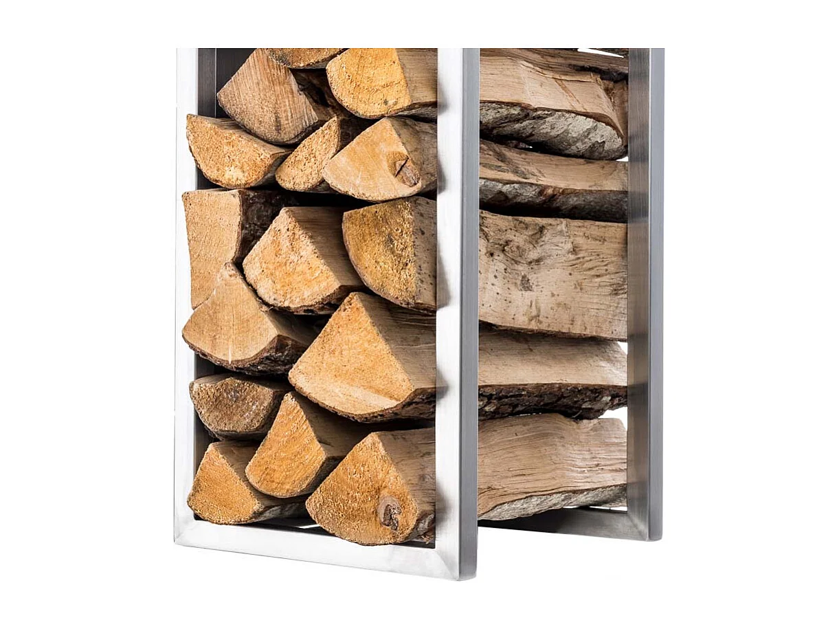 Range-bûches étagère support bois argenté 25 x 25 x 180 cm 10_0003578