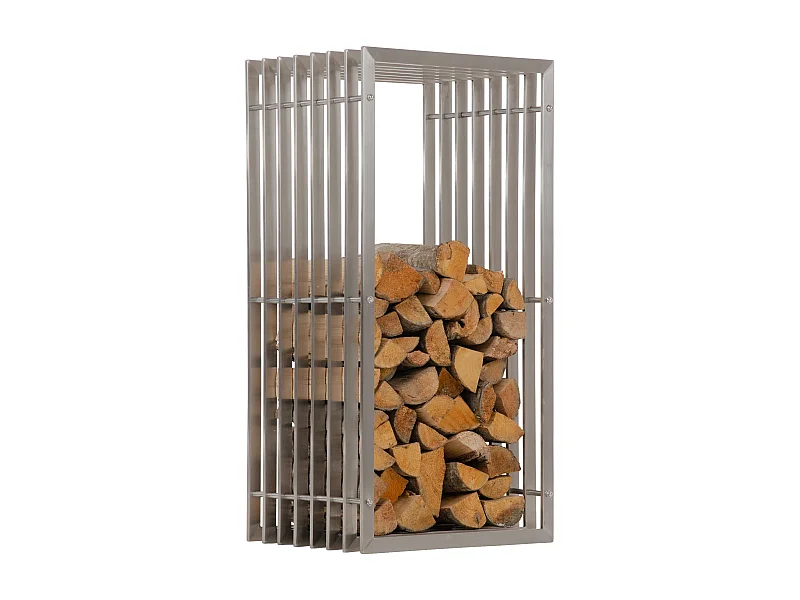 Range-bûches étagère support bois argenté 50 x 40 x 100 cm 10_0003536