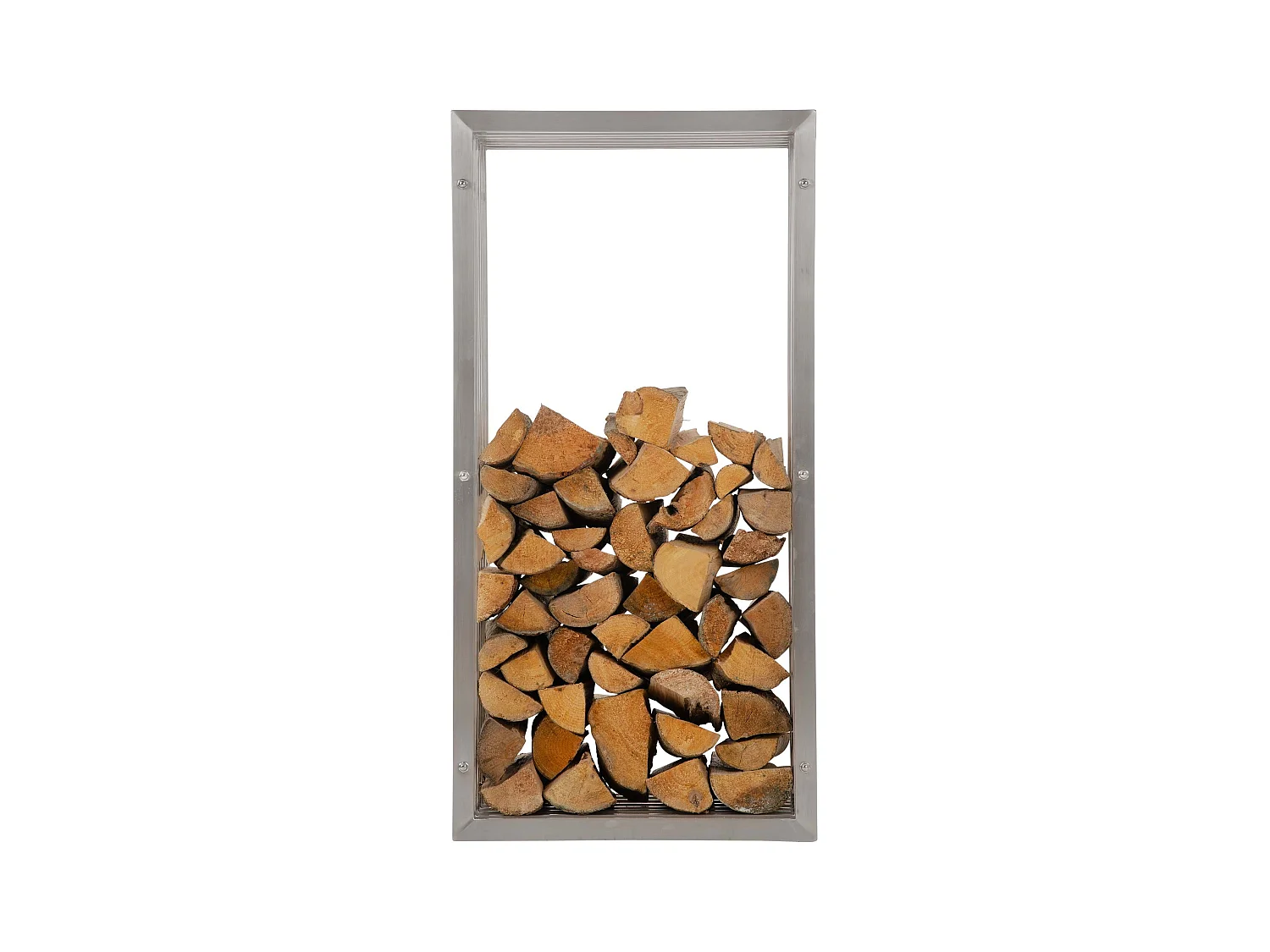 Range-bûches étagère support bois argenté 50 x 40 x 100 cm 10_0003536