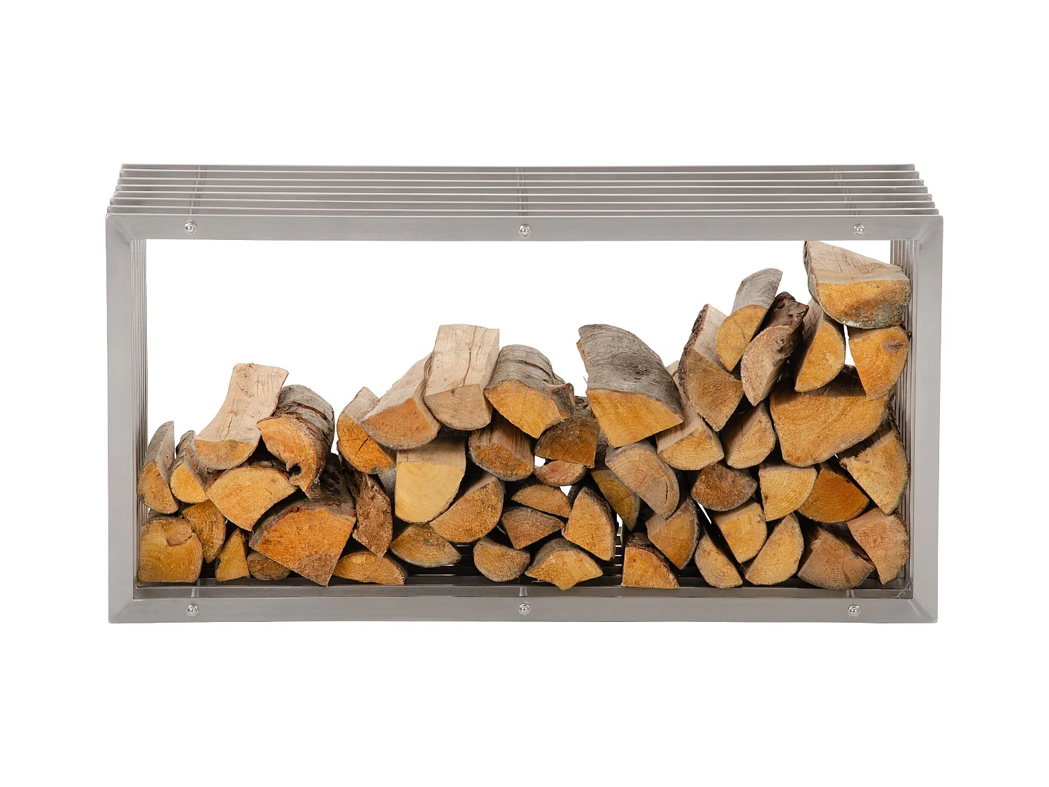 Range-bûches étagère support bois argenté 50 x 40 x 100 cm 10_0003536