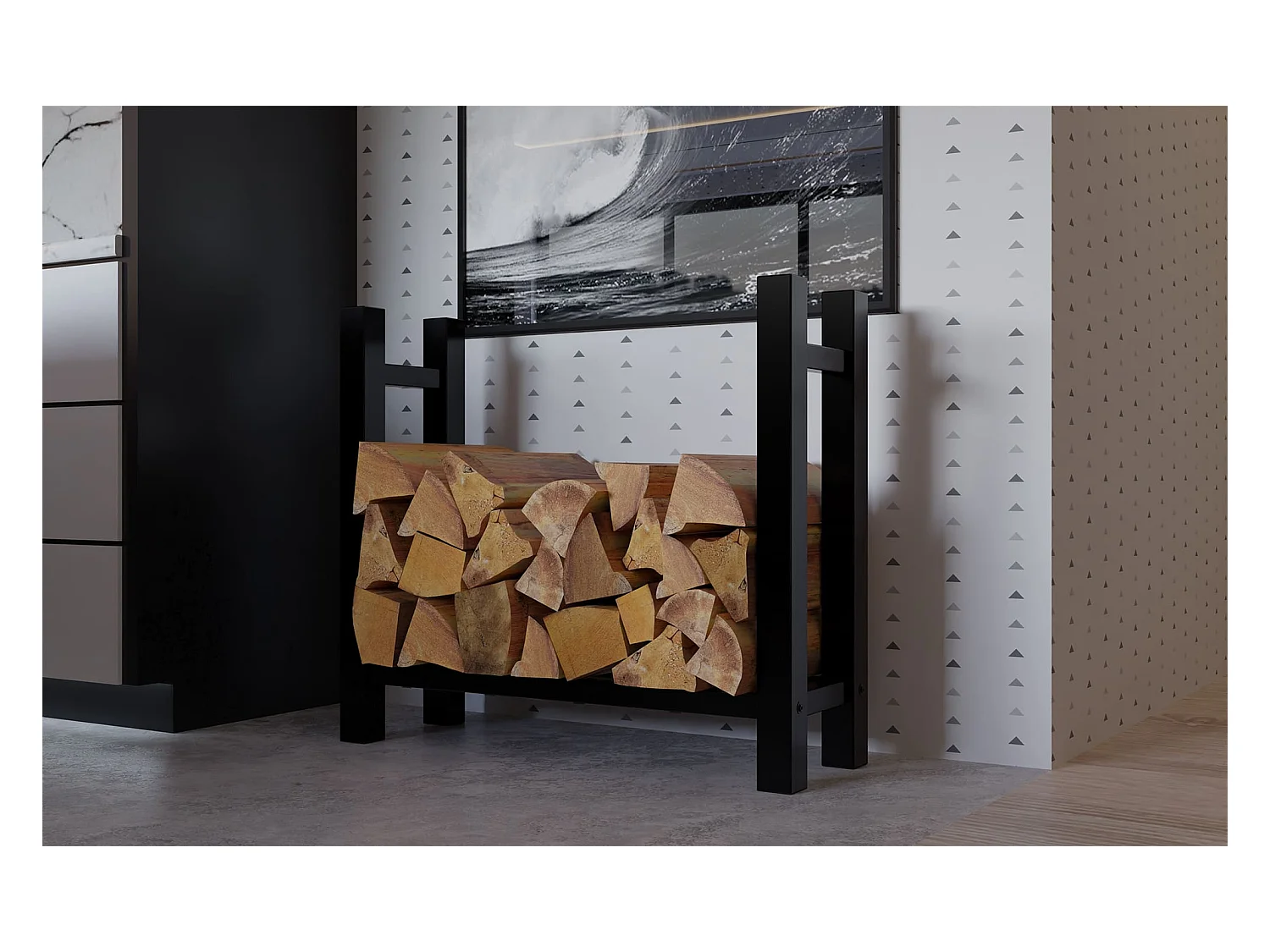 Range-bûches support bois de métal marron 80 x 30 x 80 cm 10_0003567