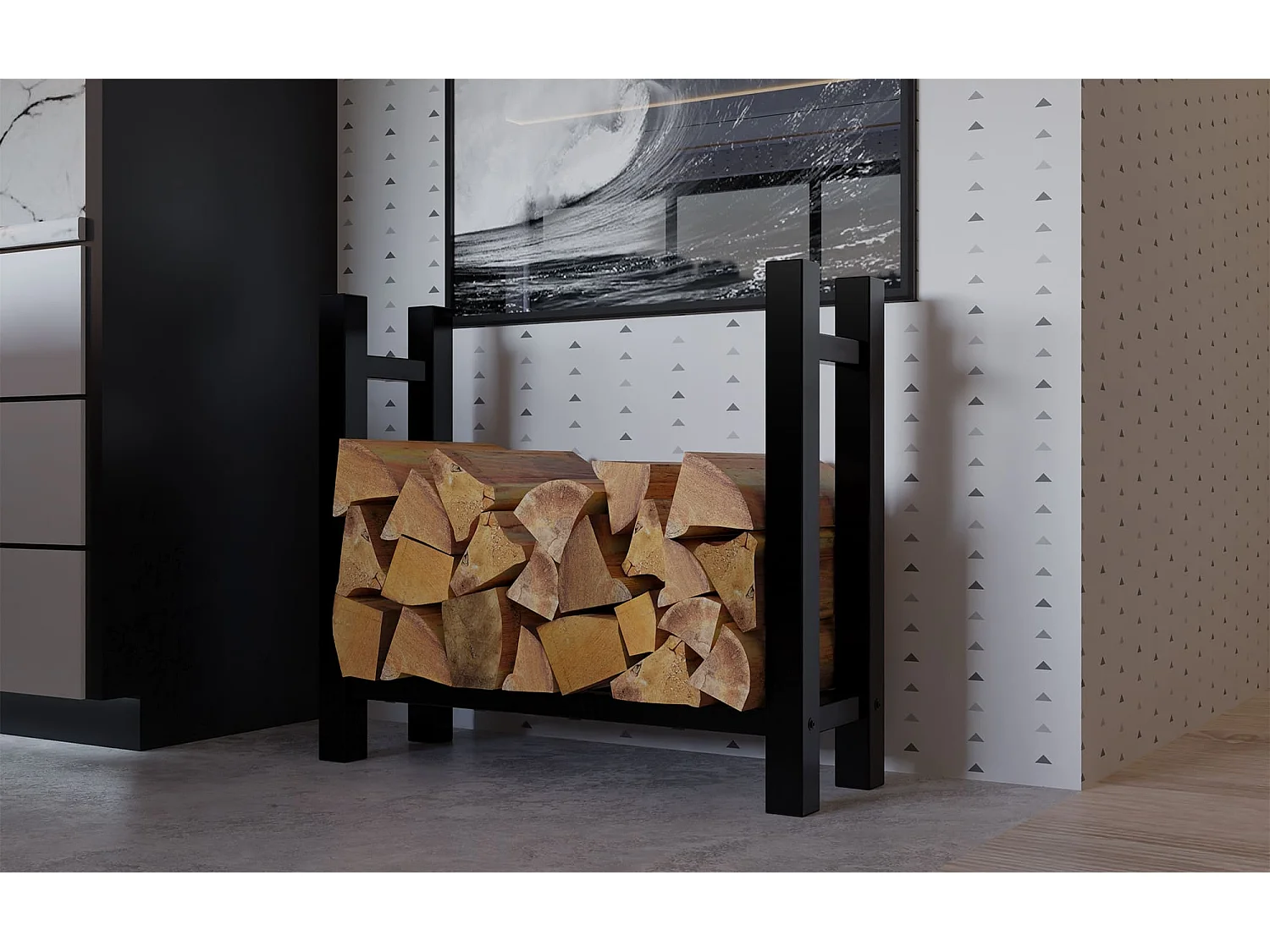 Range-bûches support bois de métal marron 80 x 30 x 80 cm 10_0003567