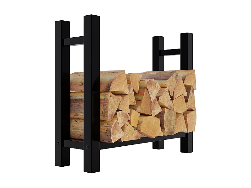 Range-bûches support bois de métal marron 80 x 30 x 80 cm 10_0003567