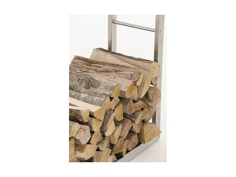 Range-bûches étagère support bois argenté 80 x 25 x 100 cm 10_0003542