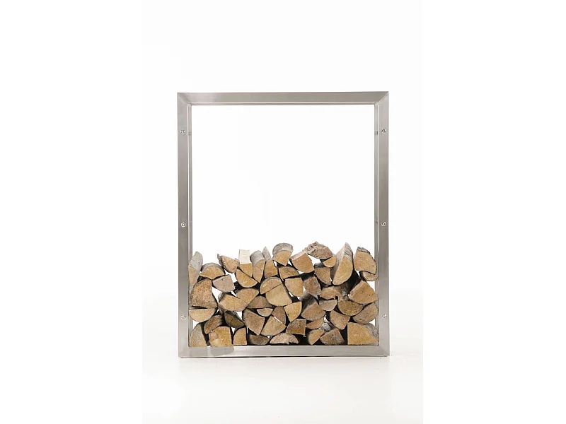 Range-bûches étagère support bois argenté 80 x 25 x 100 cm 10_0003542