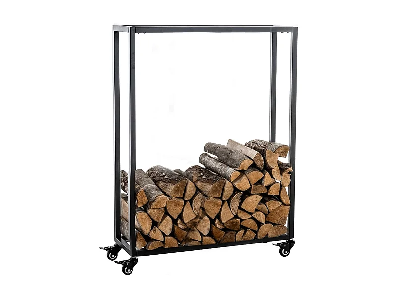 Range-bûches étagère support bois métal marron 60 x 25 x 100 cm 10_0003530