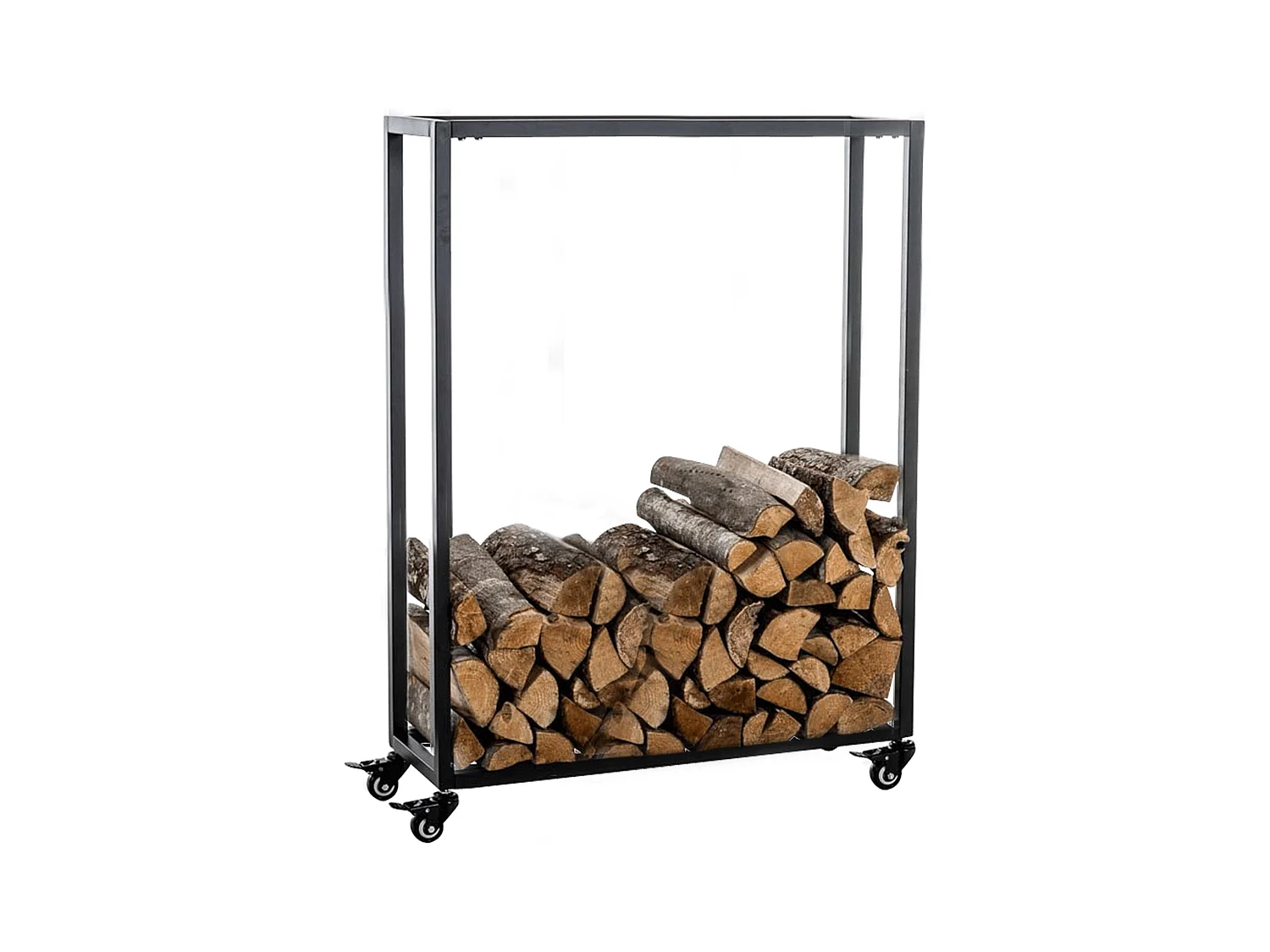 Range-bûches étagère support bois métal marron 60 x 25 x 100 cm 10_0003530