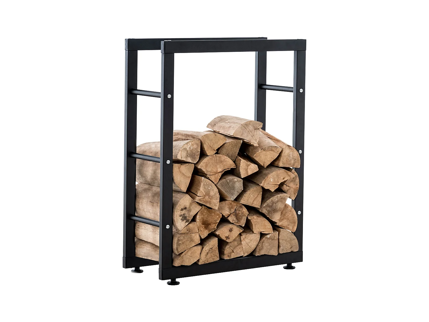 Range-bûches étagère support bois métal marron 100 x 25 x 80 cm DEC10028