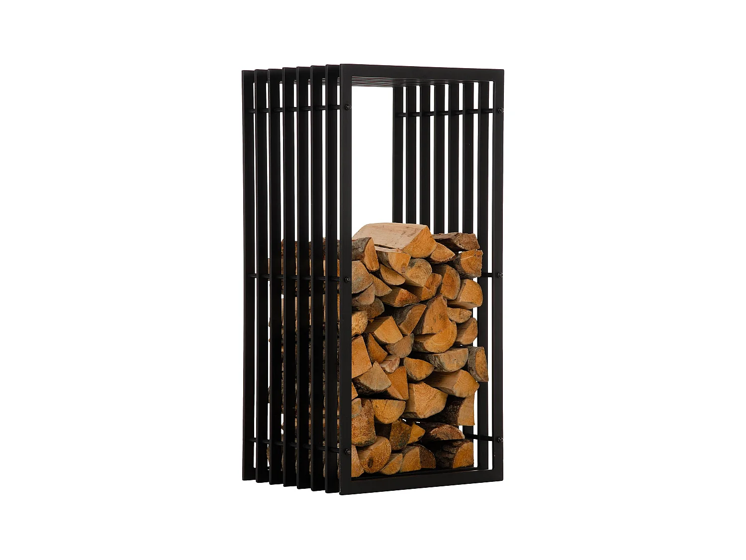 Range-bûches étagère support bois métal marron 50 x 40 x 100 cm 10_0003535