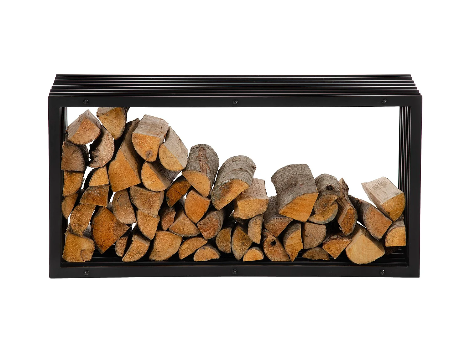 Range-bûches étagère support bois métal marron 50 x 40 x 100 cm 10_0003535