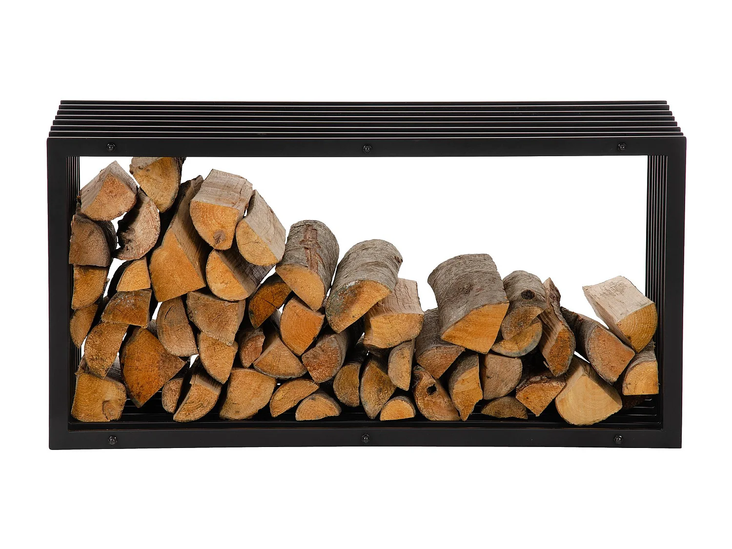 Range-bûches étagère support bois métal marron 50 x 40 x 100 cm 10_0003535