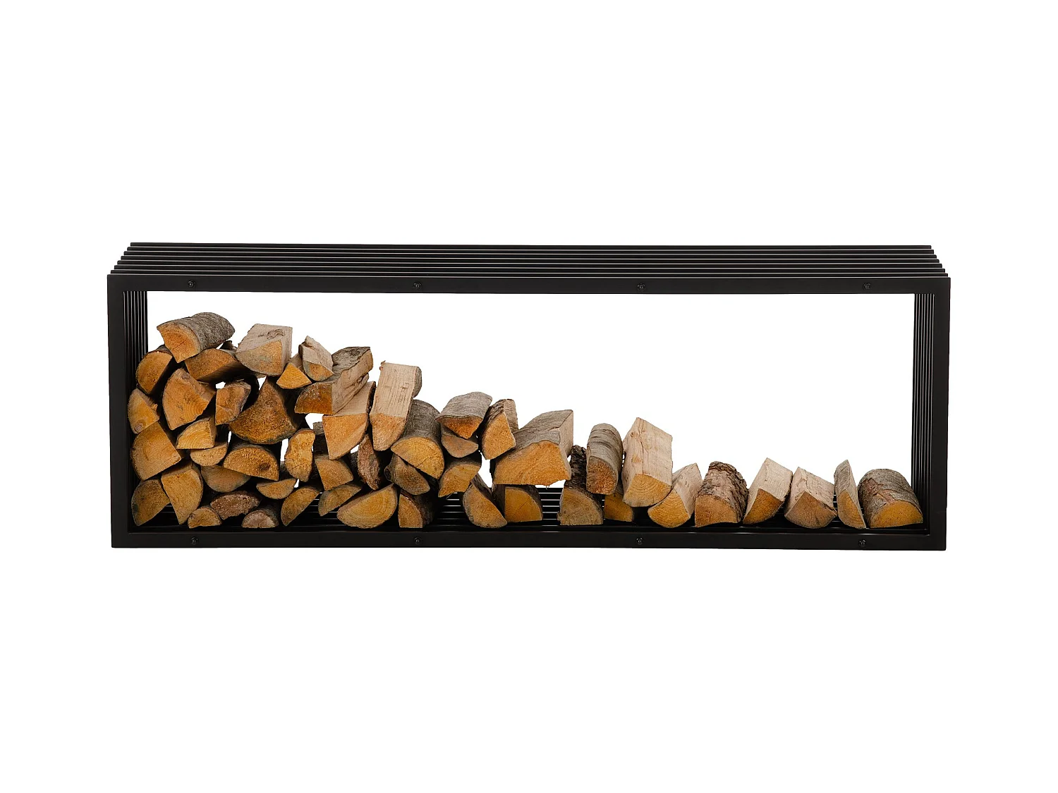 Range-bûches étagère support bois métal marron 50 x 40 x 150 cm 10_0003537