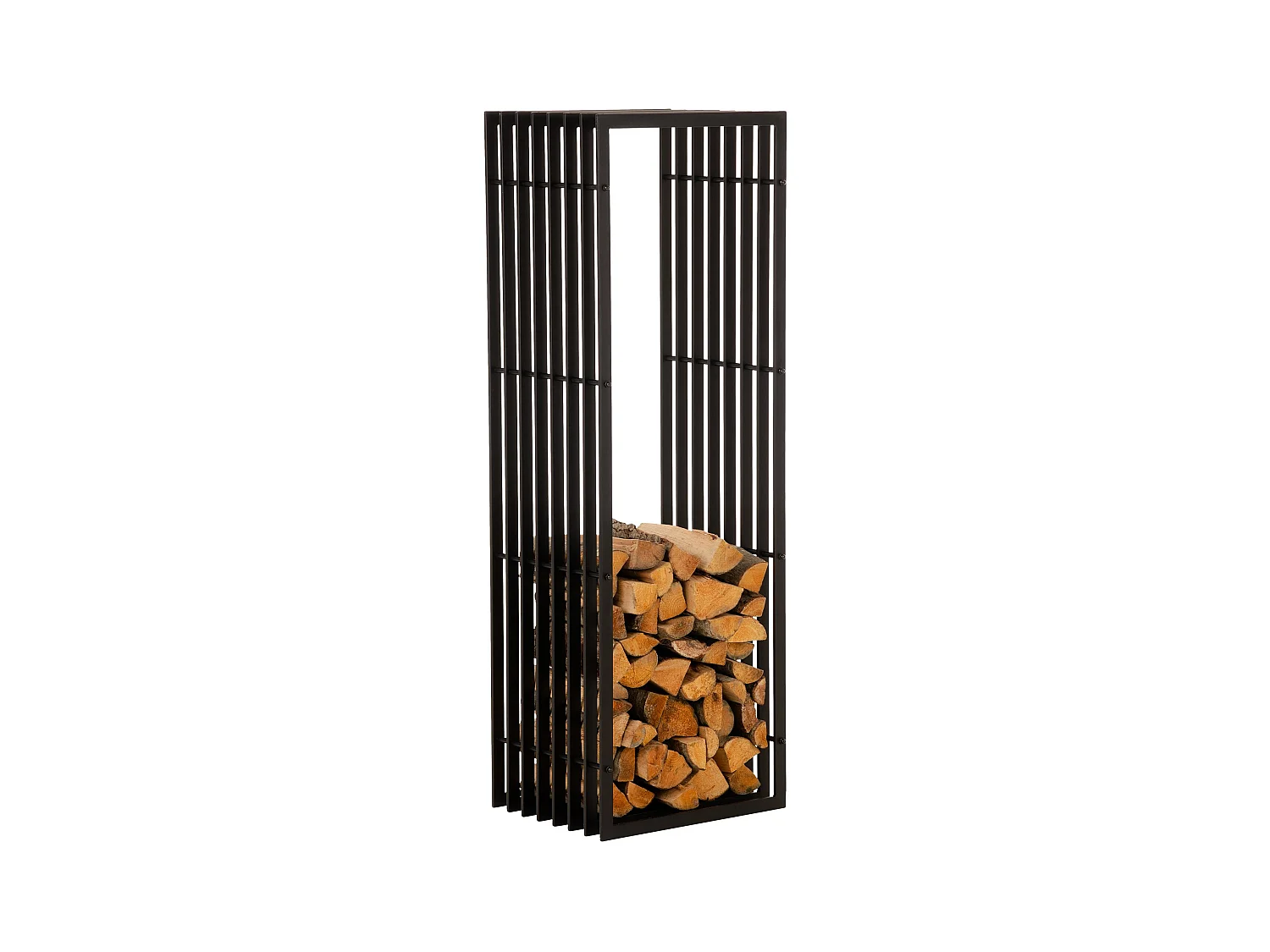 Range-bûches étagère support bois métal marron 50 x 40 x 150 cm 10_0003537