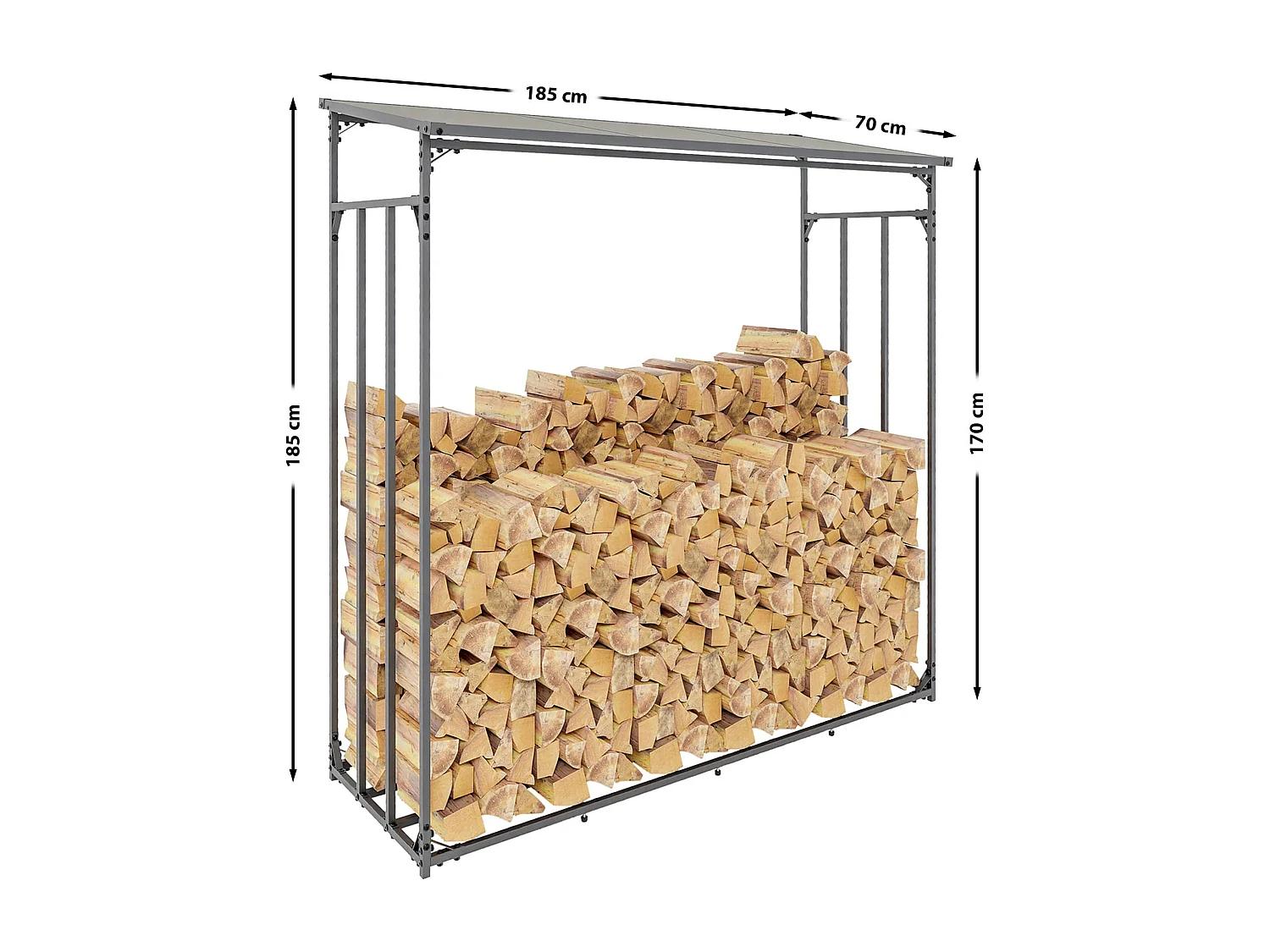 Range-bûches étagère support bois bois marron 185 x 70 x 185 cm 10_0003586