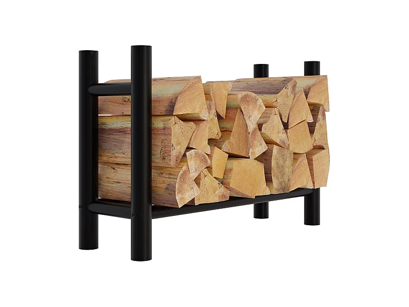 Range-bûches support bois de métal marron 60 x 30 x 80 cm 10_0003571