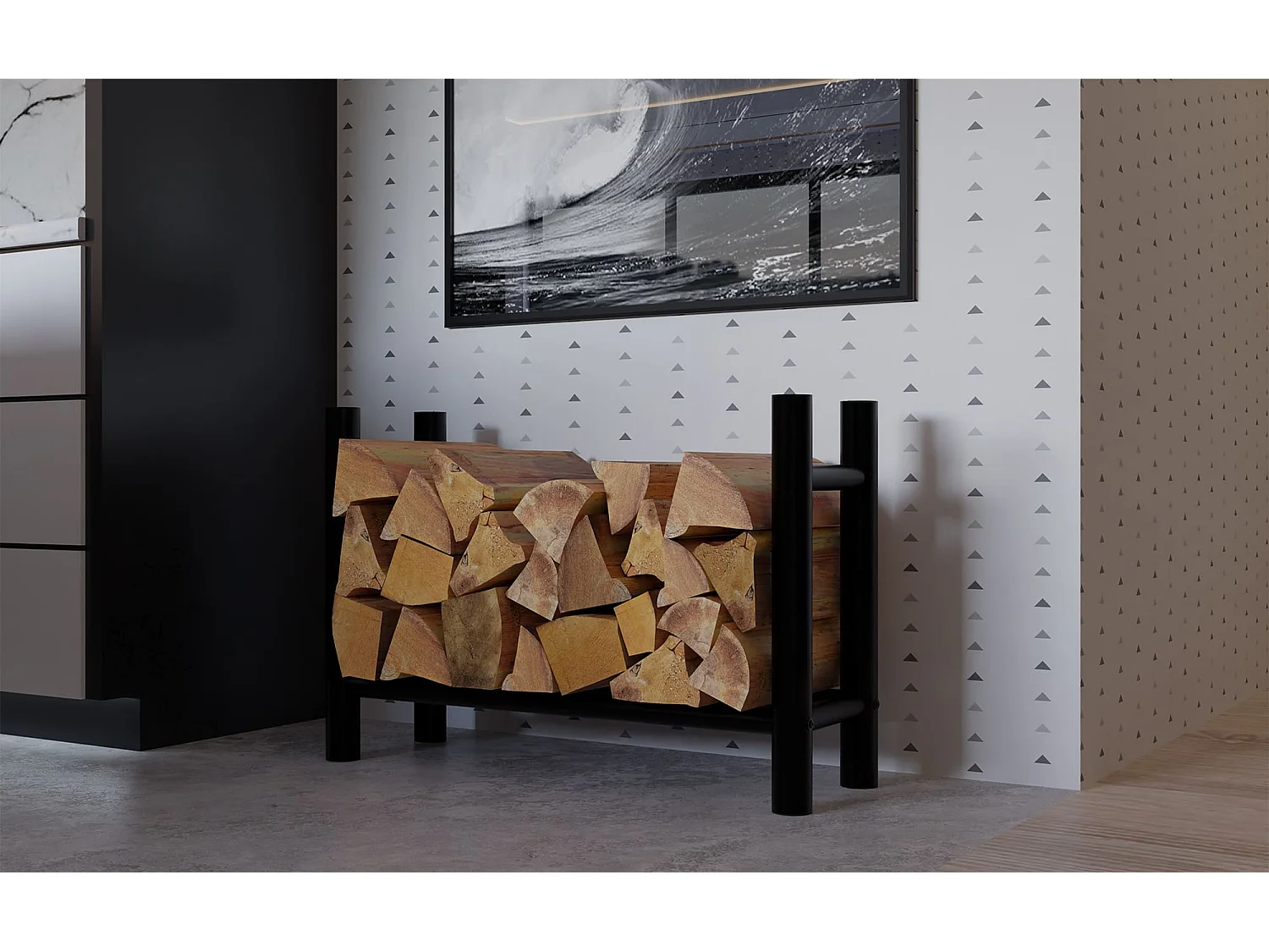 Range-bûches support bois de métal marron 60 x 30 x 80 cm 10_0003571