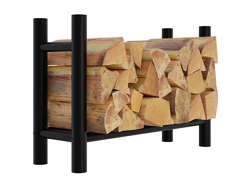 Range-bûches support bois de métal marron 60 x 30 x 80 cm 10_0003571