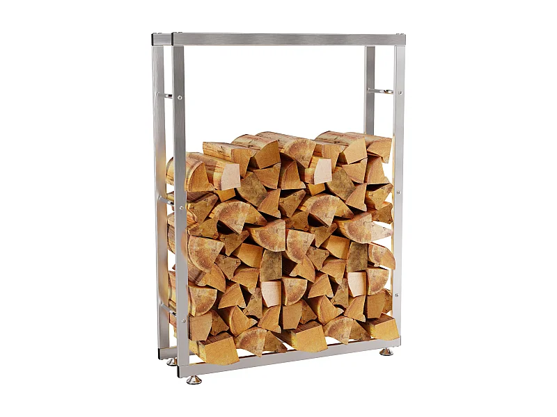 Range-bûches étagère support bois argenté 150 x 25 x 80 cm 10_0003561