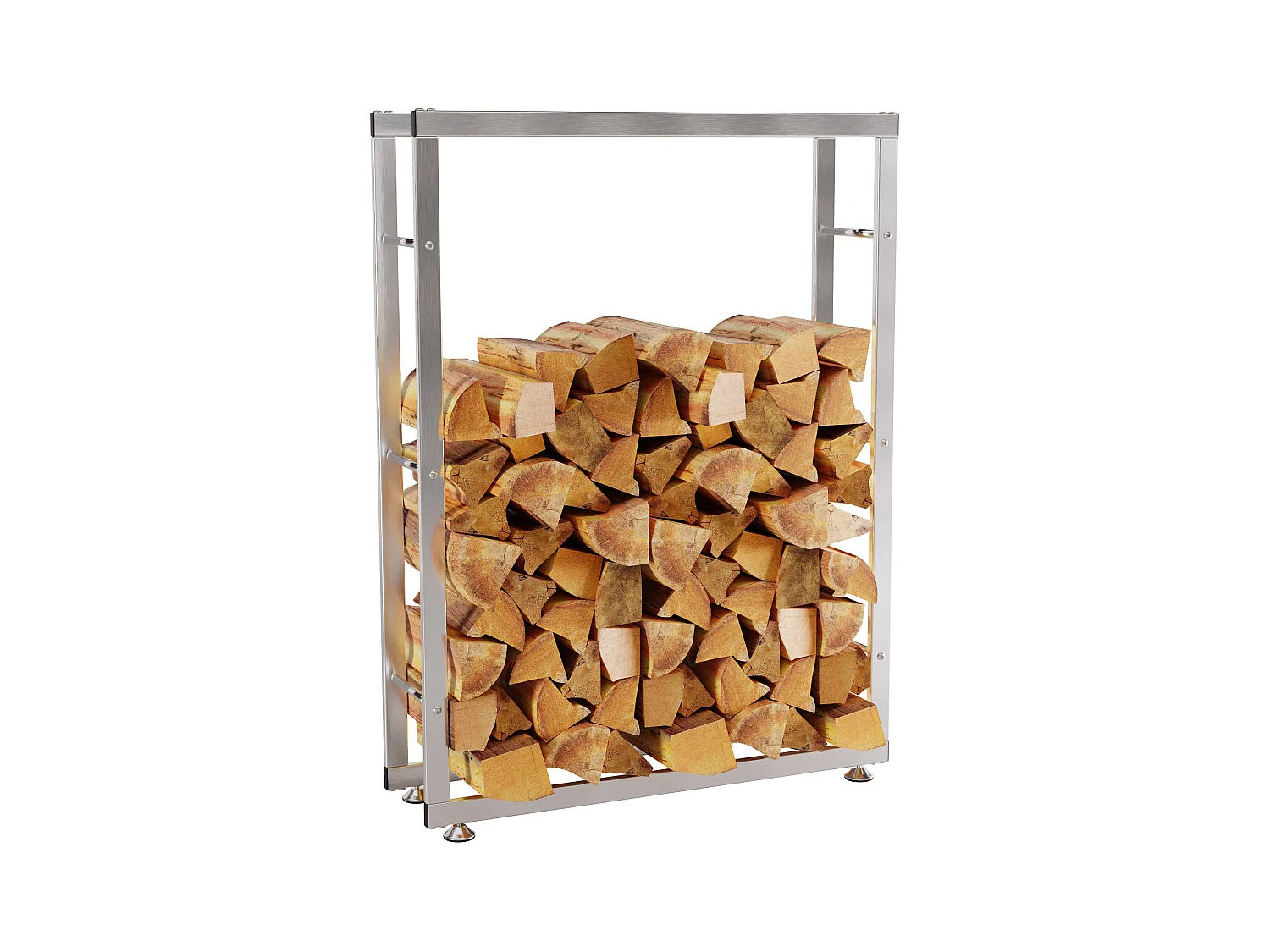 Range-bûches étagère support bois argenté 150 x 25 x 80 cm 10_0003561