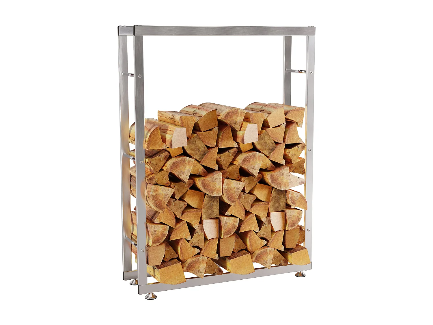 Range-bûches étagère support bois argenté 150 x 25 x 80 cm 10_0003561