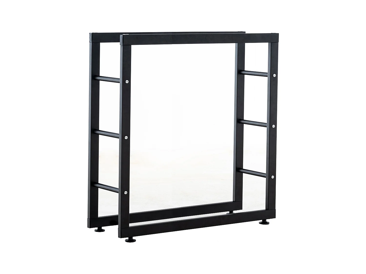 Range-bûches étagère support bois métal marron 80 x 25 x 80 cm DEC10029