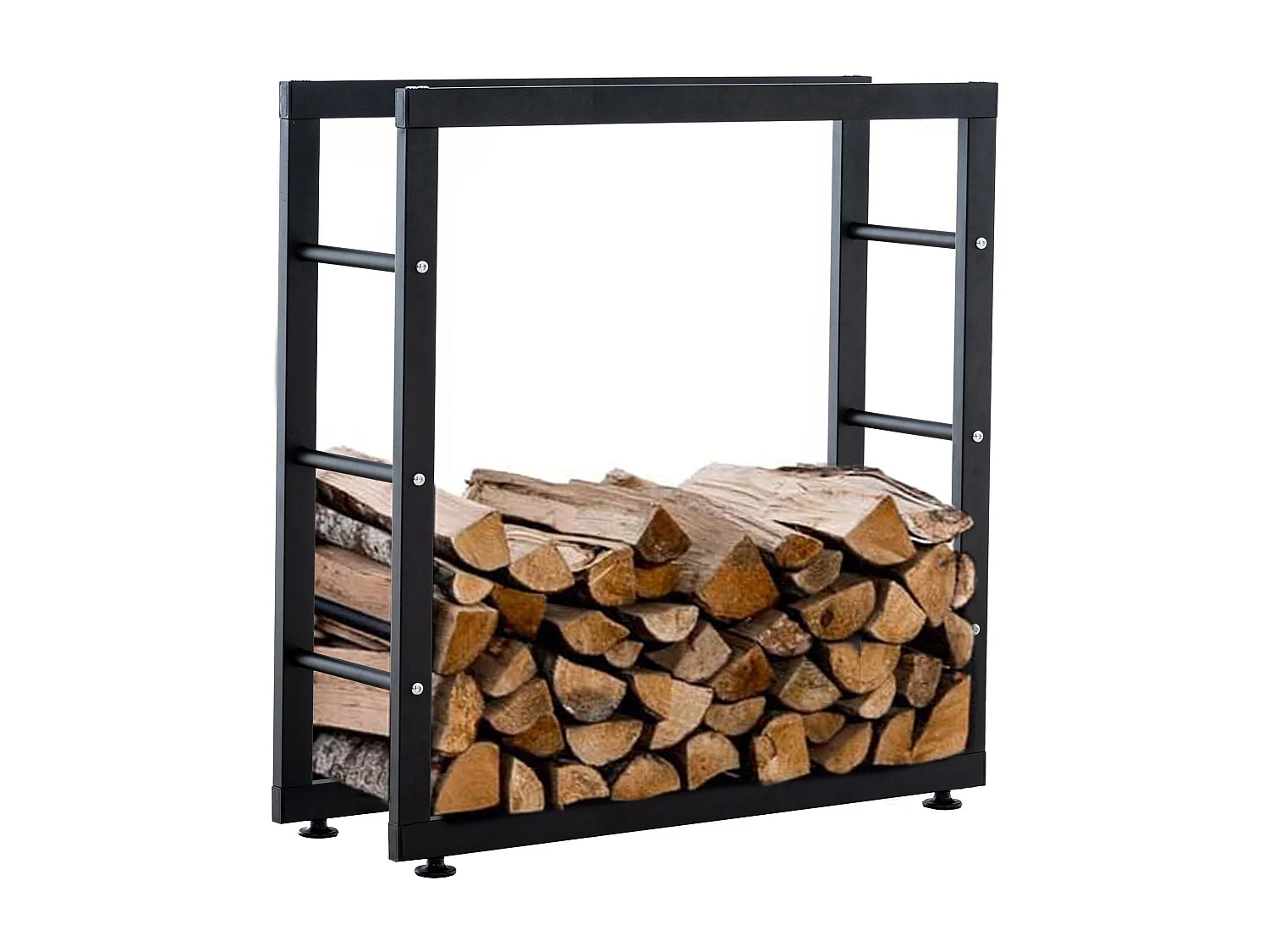 Range-bûches étagère support bois métal marron 80 x 25 x 80 cm DEC10029