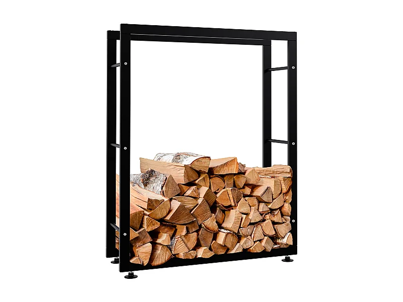 Range-bûches étagère support bois métal marron 80 x 25 x 100 cm 10_0003558